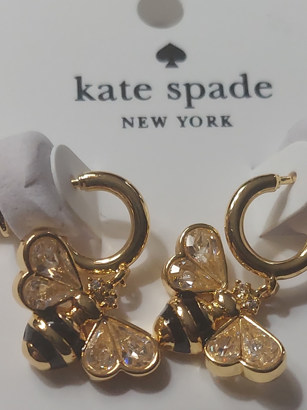 kate spade gold and black bee hoop earrings
